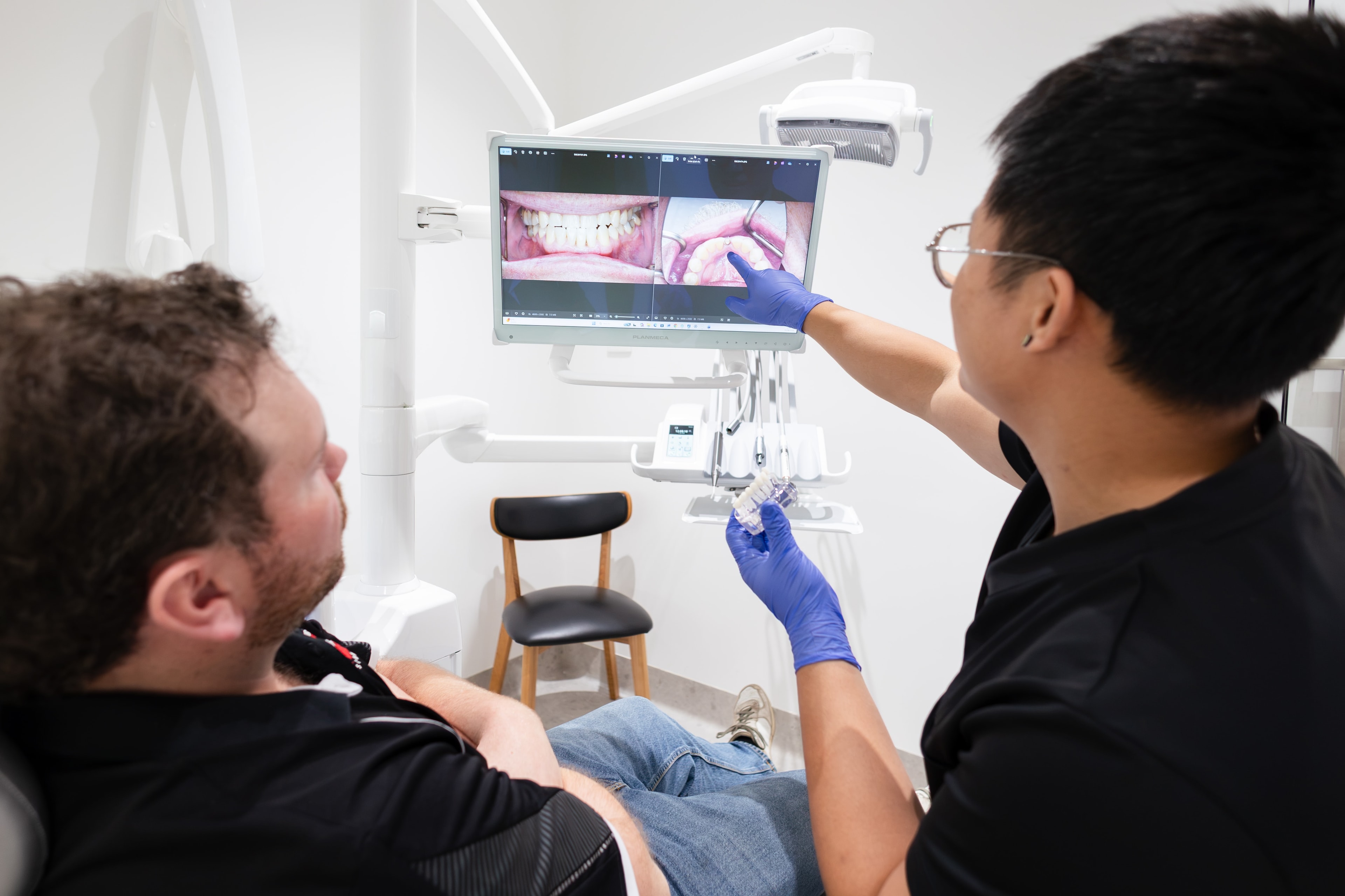 Digital smile design software being used to preview cosmetic dental outcomes