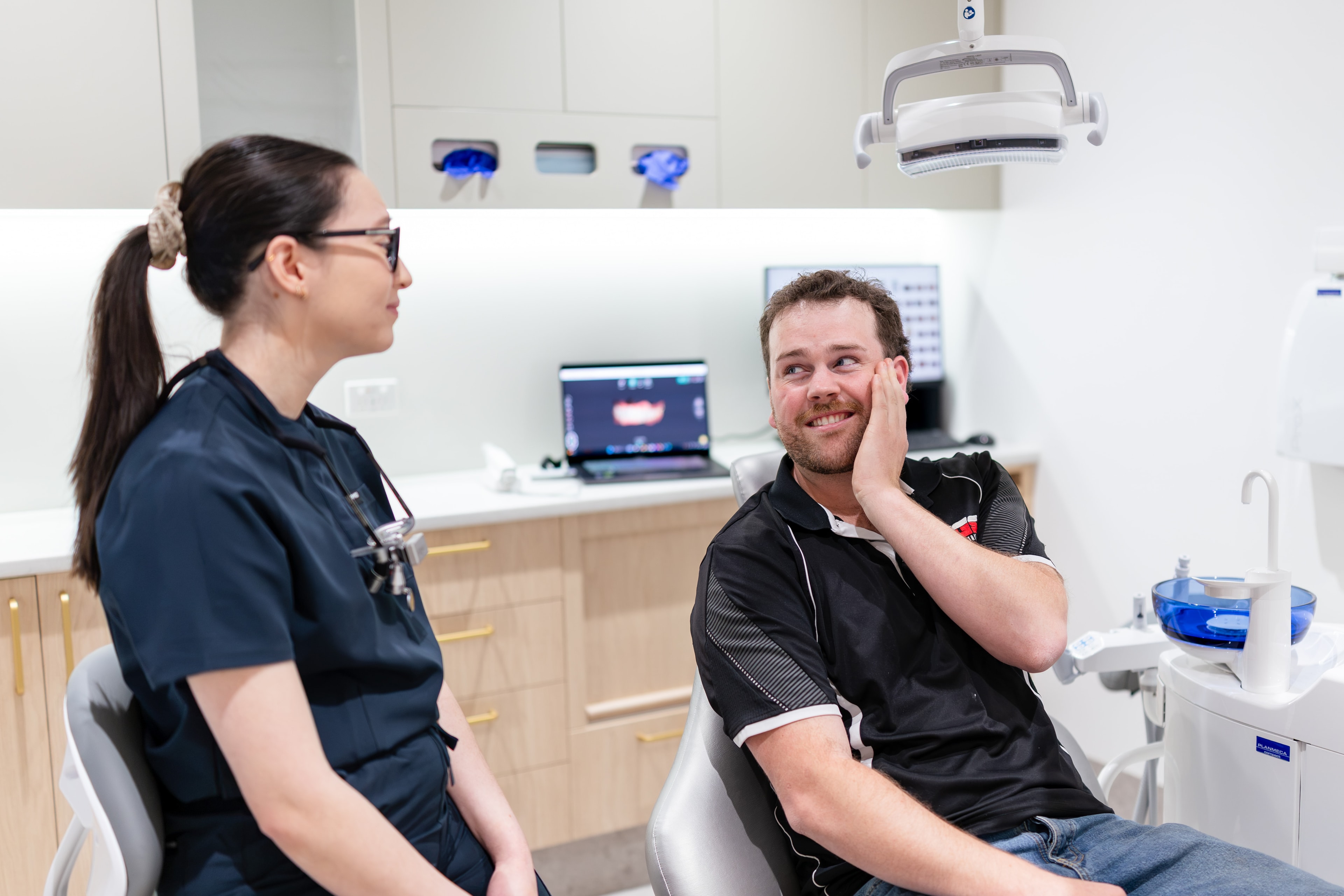 Post-treatment cosmetic dentistry review appointment at Joyner Family Dental