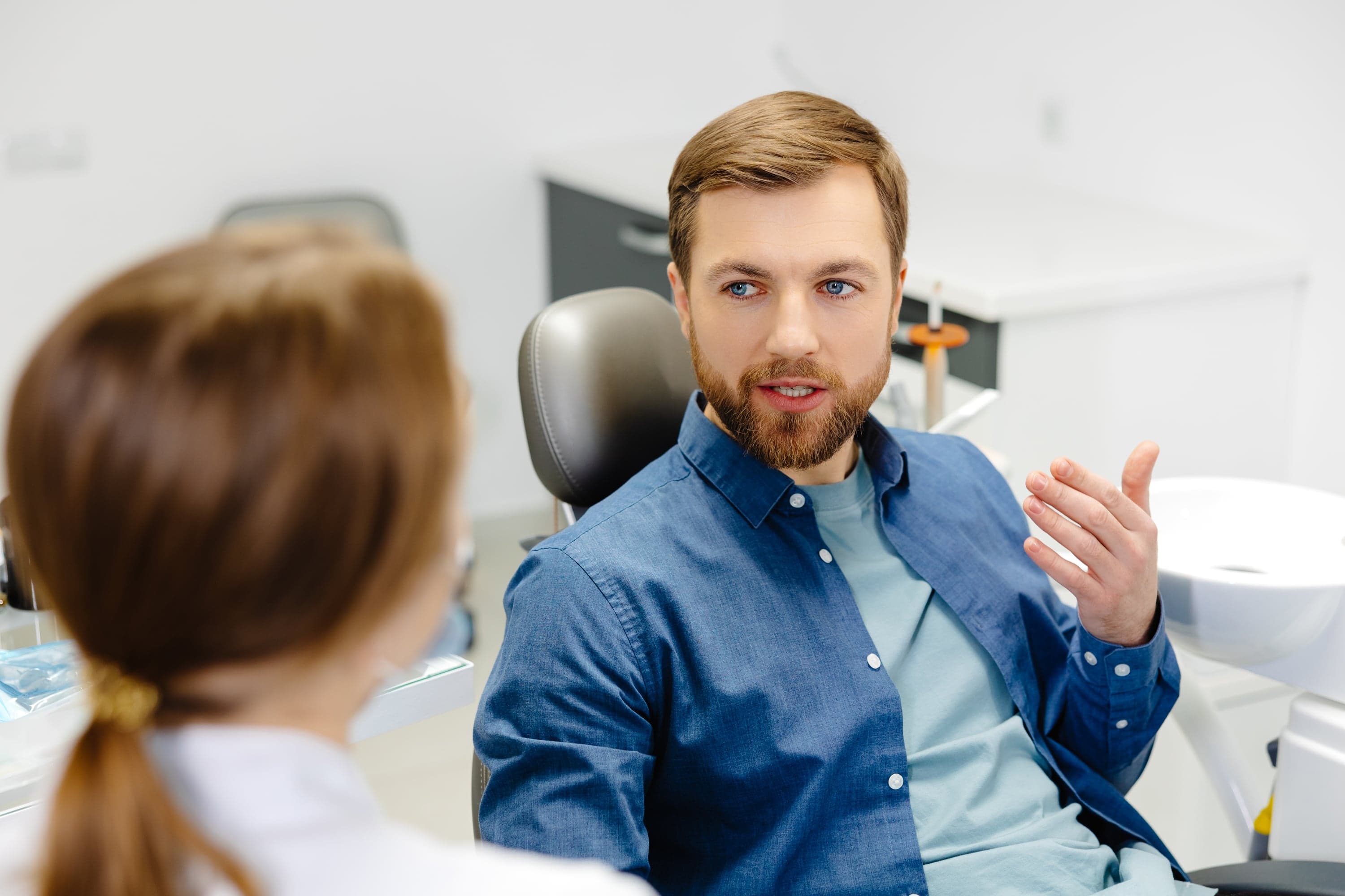 Dentist explaining comfort options before a dental filling appointment