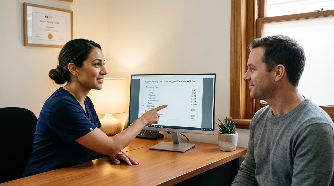 Dentist discussing a personalised treatment plan with patient