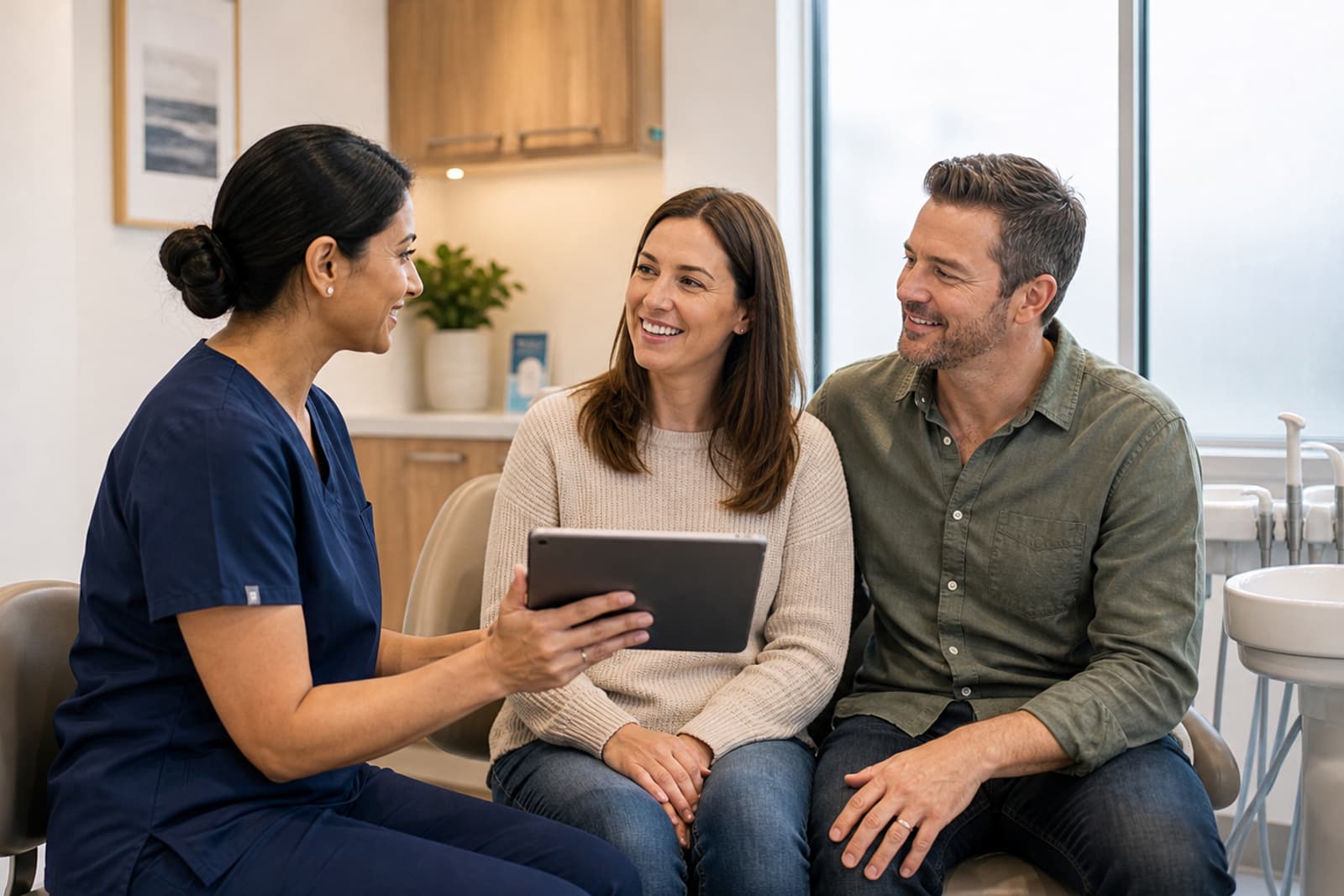Dentist assessing patient for denture consultation at Joyner Family Dental