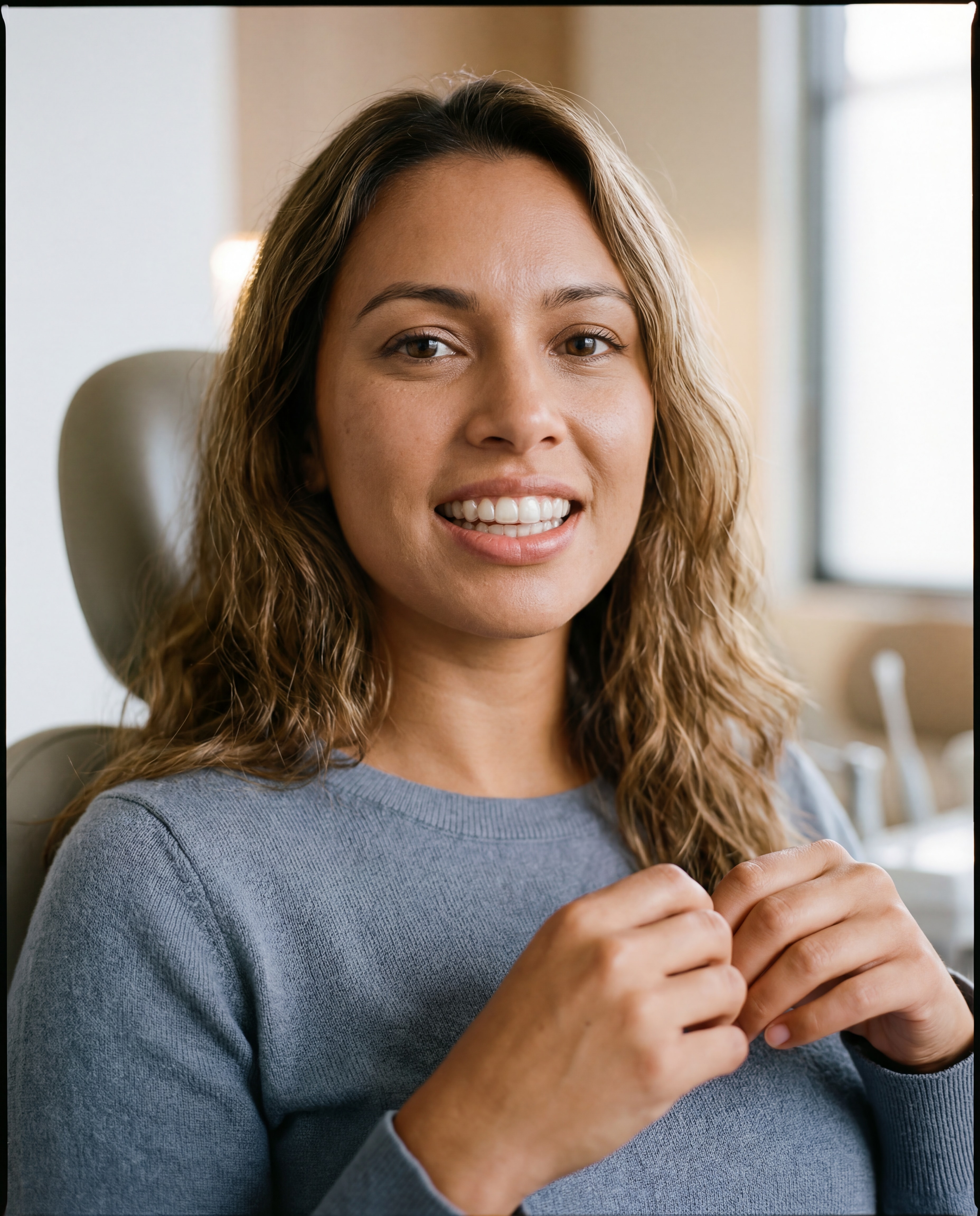 Patient wearing clear aligners — treatment underway