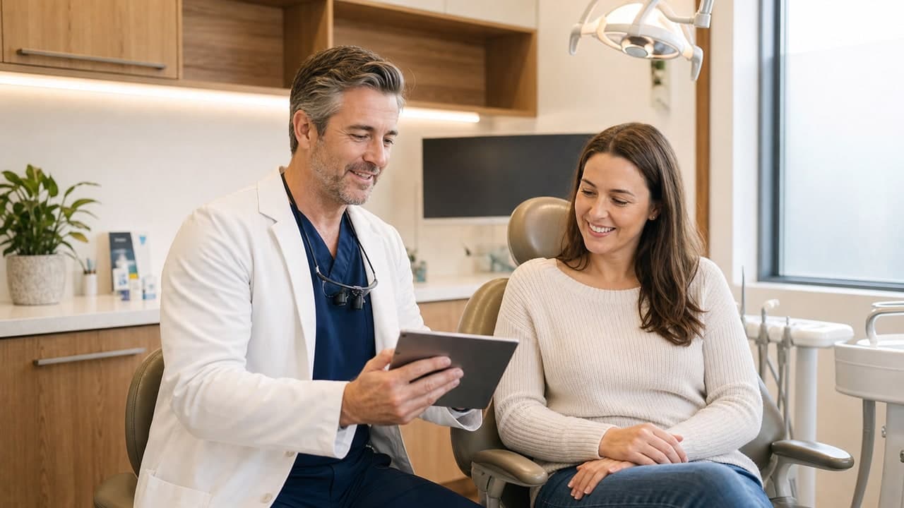Patient discussing filling options with their dental team at Joyner Family Dental