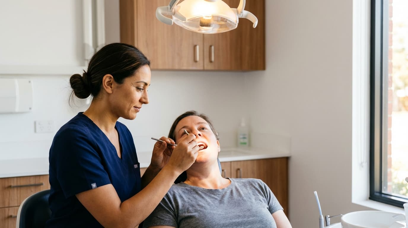 Dentist explaining restorative treatment options