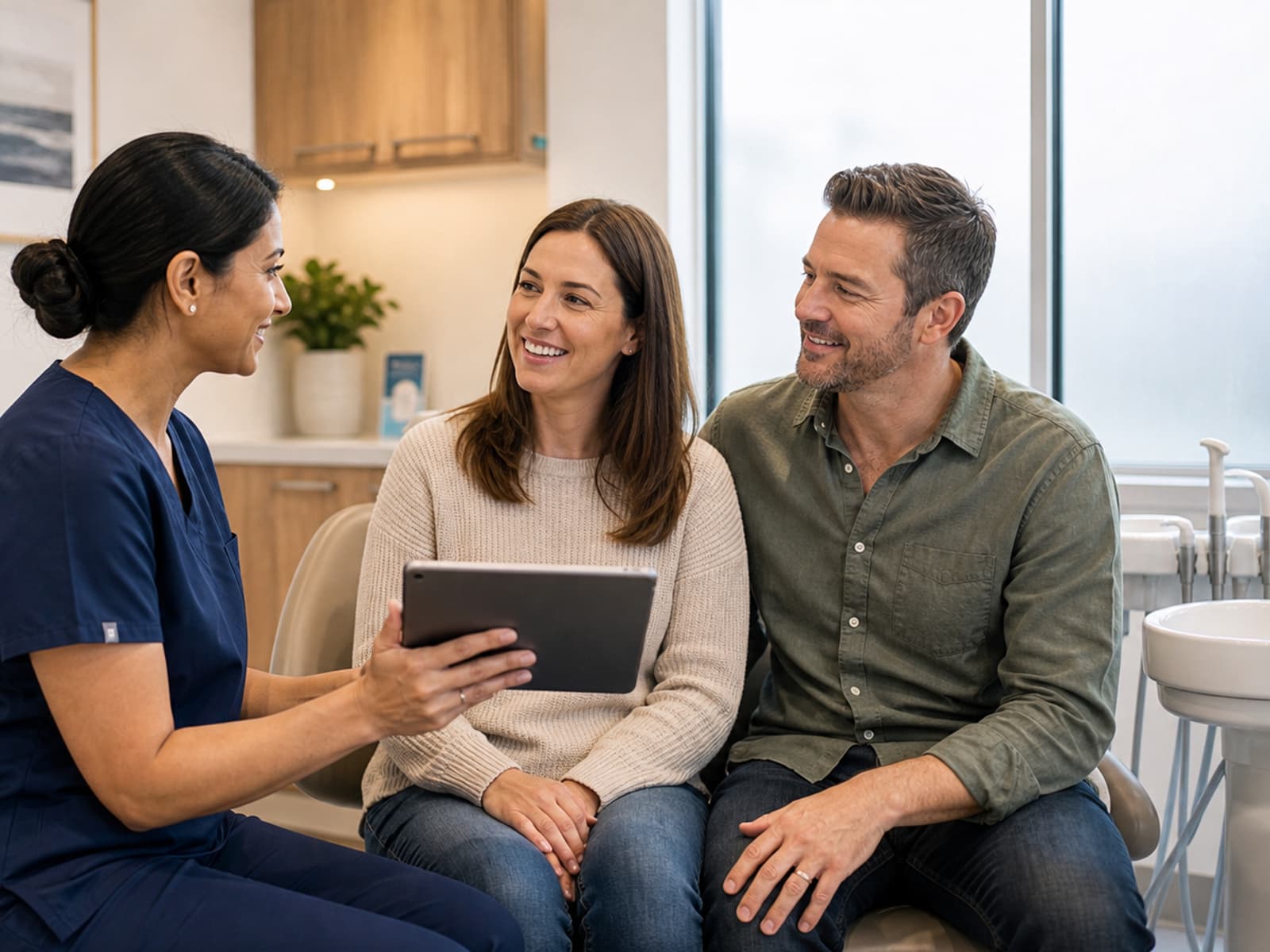 Dentist reviewing digital X-ray findings during assessment