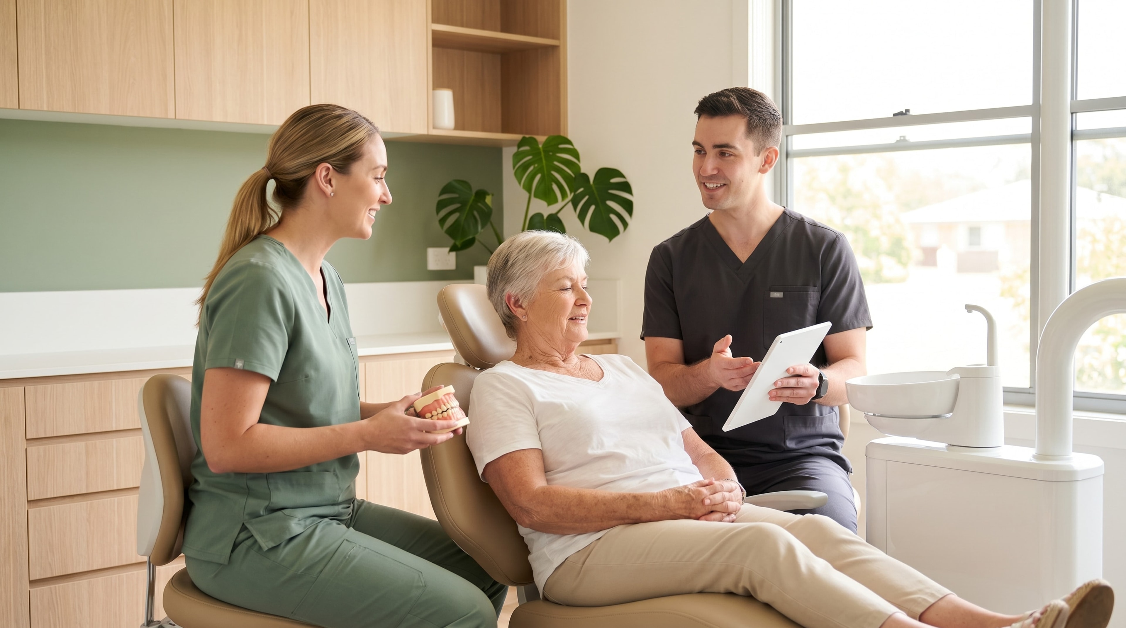 Dental team reviewing a restorative treatment plan